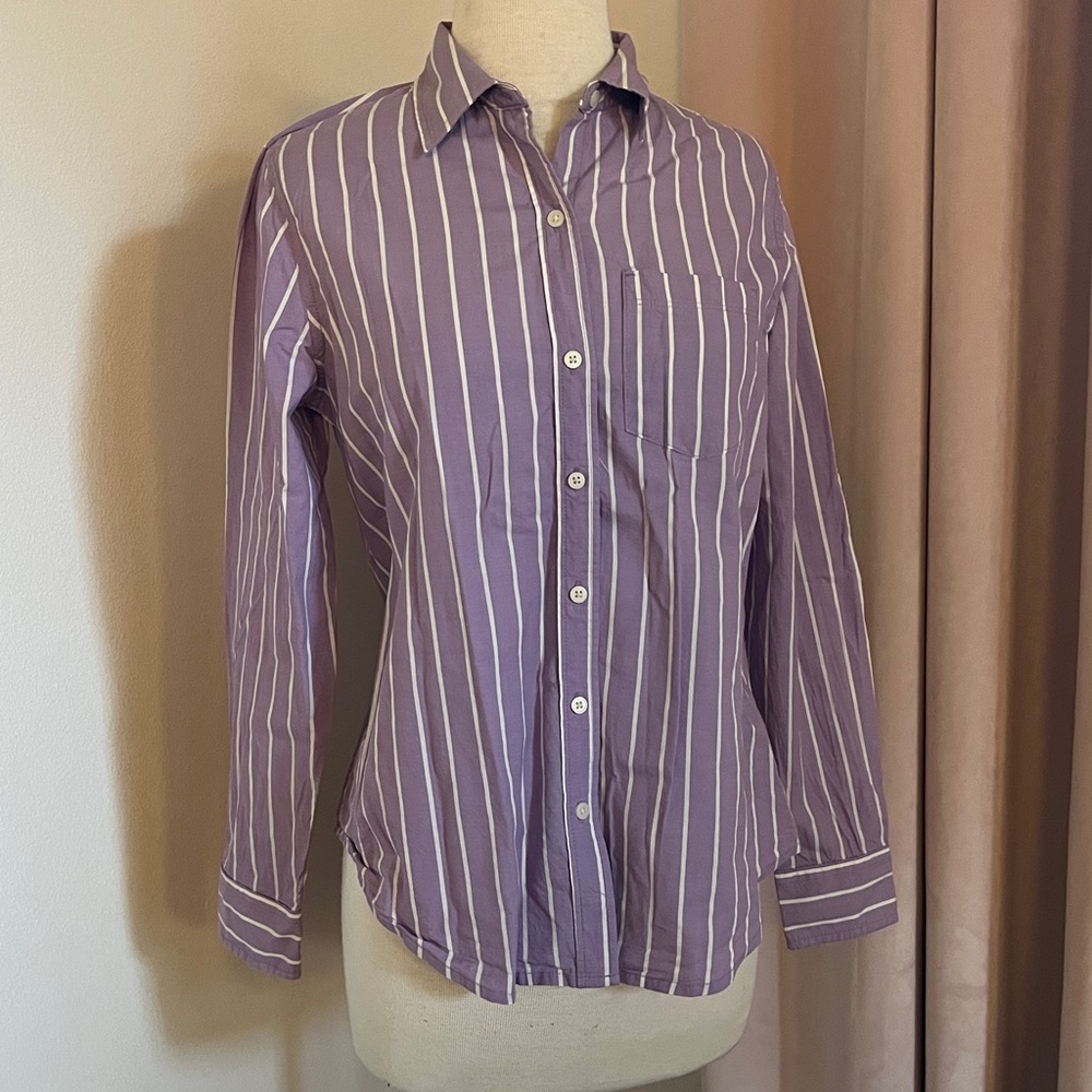 Old Navy Lavender Striped Button Down Shirt